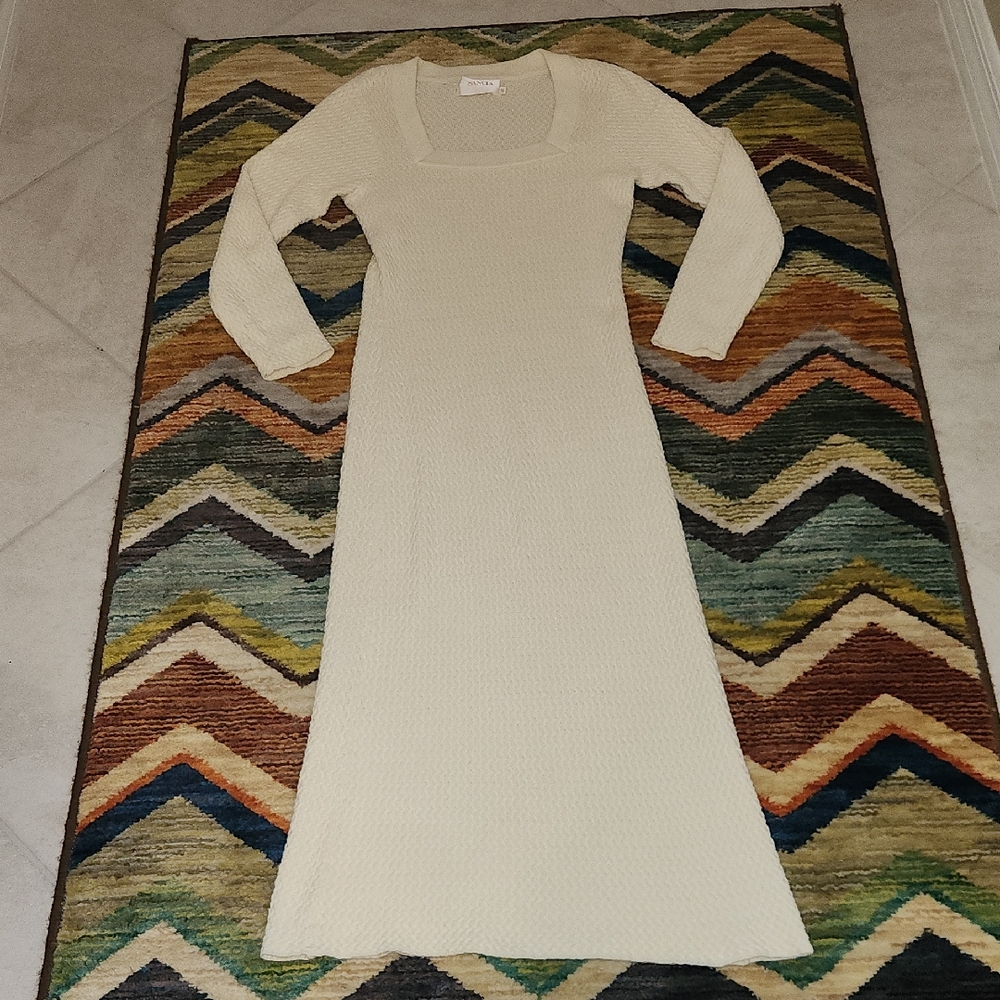 SANCIA Chic White-Cream Long Sleeve Dress